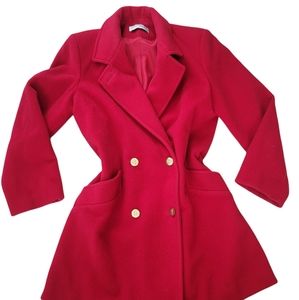 Forcaster Of Boston Womens Red Button Up Long Pea Coat Size 5/6